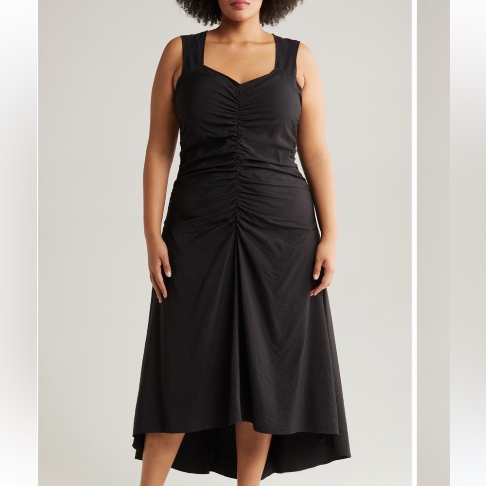 Chelsea28 Ruched High Low Maxi Dress (Plus Size) - black, women’s size 2X